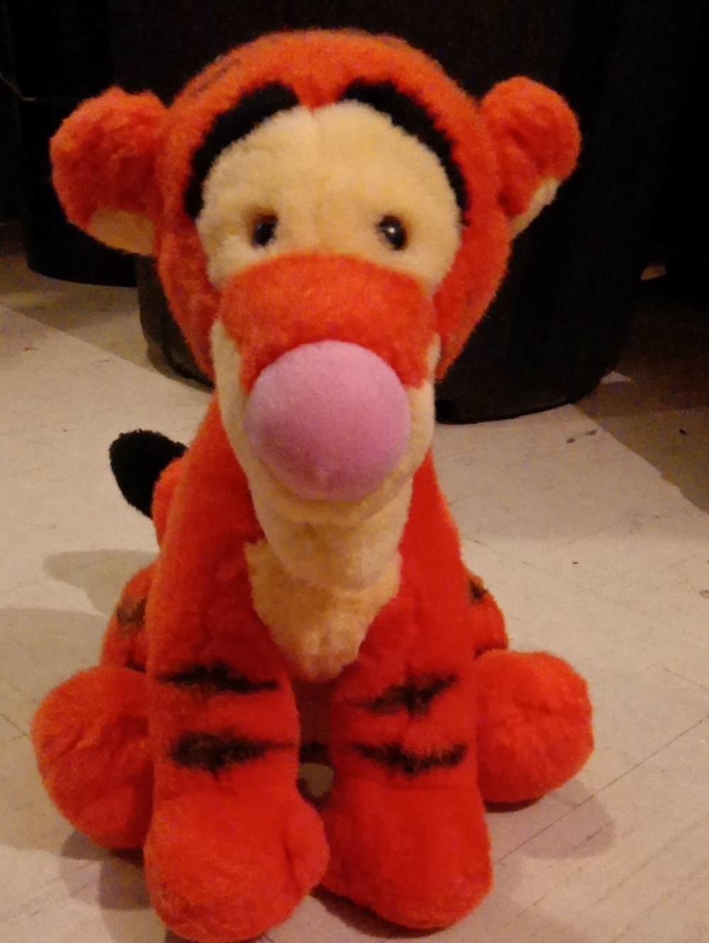 Disney Tigger-Style Plush Dog Toy in Orange, Cream and Pink
